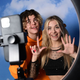 ikTok influencers Florin Vitan and Alessia Lanza perform a video for the social network